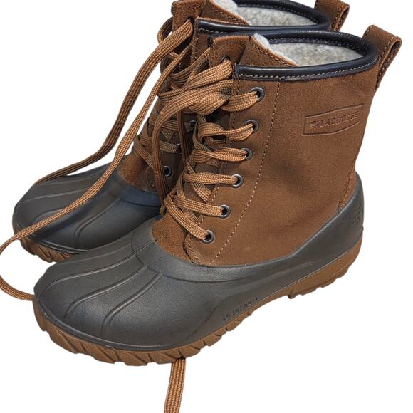 Lacrosse Women's Aero Timber Top Shearling Boots, Leather, 8" Rustic Brown sz 7 - Picture 1 of 11